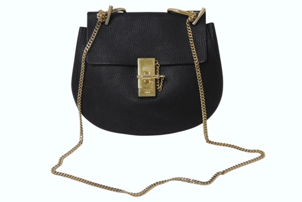 Chloe Drew Chain Shoulder Bag Leather Black